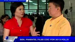 Sen. Pimentel files his COC at the COMELEC main office