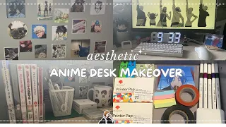 anime desk makeover AESTHETIC  🌥 anime prints, manga shelf, desk tour, anime room decor