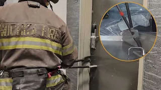 Lone-Firefighter Forcible Entry Using Halligan and Hook