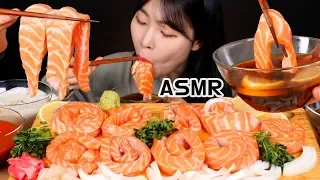 ASMR MUKBANG| 연어국수?? 간장소스, 연어소스, 초장소스에 찍어서 생연어 리얼사운드 먹방 RAW SALMON NOODLE サーモン Cá hồi ปลาแซลมอน