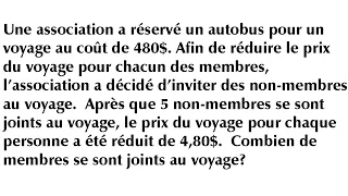 Équation avec fraction - Mathématique secondaire 4 - Révision examen du ministère