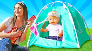 Maya and baby born doll go camping! Kids playing & toddler activities. Family fun video for kids