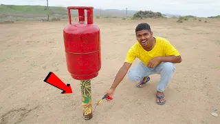 Big Skyshot under LPG Cylinder - Shocking 😱😱 గ్యాస్ సిలిండర్ కింద Skyshot...🔥🔥 Telugu Experiments