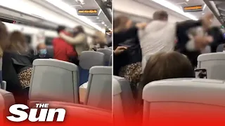 Face mask row sparks mass brawl on a train