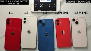 iPhone 11 vs 12 vs 13 vs 12mini vs 13mini Ultimate Battery Drain Test in 2023 - (iOS 16.4.1)