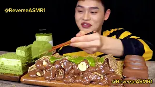 ASMR REVERSE 악마의쨈 누텔라크레페 오설록 녹차밀크 크레페 녹차치즈케이크 티코 먹방~!! Nutella Banana Crepe Green Tea Milk Crepe