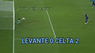 LEVANTE 0 CELTA 2. DITURO Y MINA RESCATAN AL CELTA.