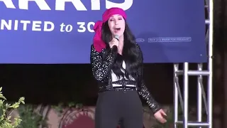 Cher performs "Believe" at Joe Biden's rally in Phoenix, AZ