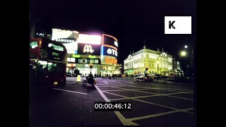 Early 2000s Central London, Piccadilly Circus Traffic at Night, 35mm