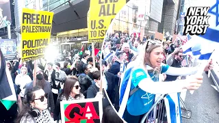 Palestinian protesters and counter-protesters face off in NYC