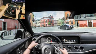 MERCEDES E63S AMG POV REALISTIC DRIVING - FORZA HORIZON 5 | STEERING WHEEL GAMEPLAY | TRAFFIC