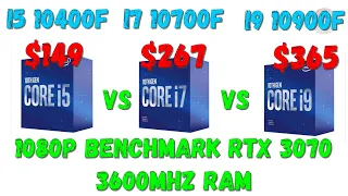 Intel core i5 10400F vs core i7 10700F vs core i9 10900F gaming benchmark