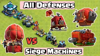 All Siege Machine Vs All Defense Clash of clans | siege machine coc | clash of clans siege machine