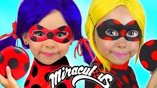 Alice Magic Transform into Miraculous LADYBUG with Costumes Super Hero