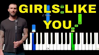 Girls Like You - Maroon 5  EASY Piano Tutorial