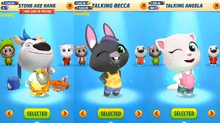 Talking Tom Gold Run New Update VS Chinese Version Stone Age Hank VS Talking Becca VS TALKING ANGELA