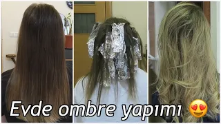 EVDE PAKET ATIP OMBRE YAPTIK | Evde küllü sarı saç boyama | Mükemmel bir cila keşfettik 😍