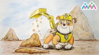 Щенячий патруль, рисуем Крепыша. Paw patrol paint Rubble.