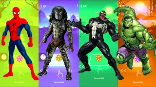 Spiderman 🆚 Predator 🆚 Venom 🆚 Hulk | Marvel Heroes | Tiles Hop Fun Ball