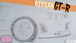 (EASY) How to draw a NISSAN GT-R R34 SKYLINE