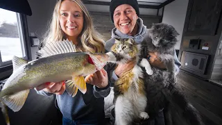 Catching Fish In LUXURY (Ice Fishing Vacation!)