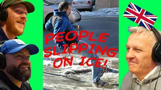 PEOPLE SLIPPING ON ICE COMPILATION! REACTION!! | OFFICE BLOKES REACT!!