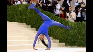 Gymnast Nia Dennis whole floor routine at met gala 2021 vs UCLA 2021 performance