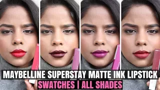 Maybelline Superstay Matte Ink Liquid Lipstick Swatches & Review | All Shades