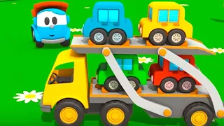 Leo the truck - The car transporter. Kids' cartoons.