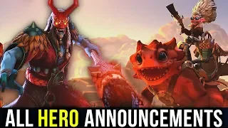 ALL DOTA 2 HERO ANNOUNCEMENTS BY VALVE (2014-2019)