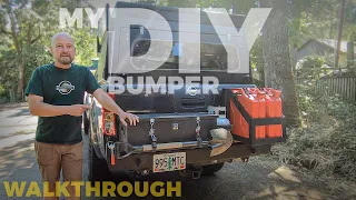 DIY offroad rear bumper with swing out, jerry cans, propane