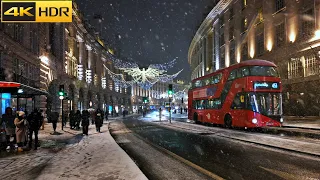 Central London Snow Walk-2022 ❄️ First Snow of the Year ⛄️ London Snow in Christmas [4K HDR]