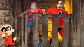 Assistants Hunts for Incredibles 2 in the Gold Mine with PJ Masks