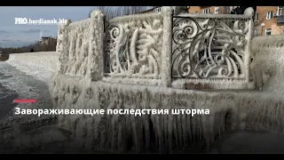 АЗОВСКОЕ МОРЕ И НАБЕРЕЖНАЯ БЕРДЯНСКА ПОКРЫЛИСЬ ЛЬДОМ