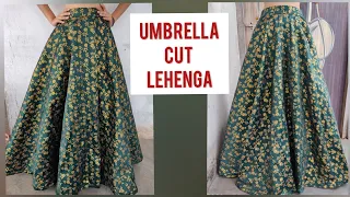 Umbrella cut lehenga | cutting and stitching full tutorial | easy and simple way