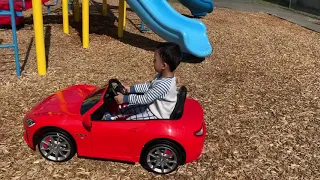 3 Years Old Boy Driving Maserati GranCabrio MY18 Red