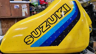 1982 Suzuki RM465 part seven plastic gas tank restoration