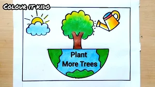 Plant more trees Drawing | Save Tree Save Earth easy poster Drawing | Planting more trees Drawing