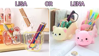 LISA OR LENA 💕 YOUR CHOICE 💗 CUTE SCHOOL SUPPLIES 📌 BACK TO SCHOOL 👩‍🏫 STATIONERY ORGANIZATION 📚
