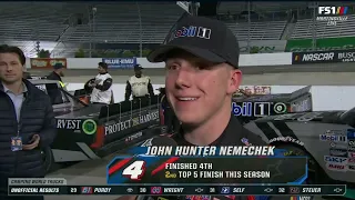 JOHN HUNTER NEMECHEK POST RACE INTERVIEW - 2022 BLUE EMU 200 NASCAR TRUCKS AT MARTINSVILLE