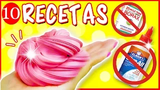 HAZ SLIME CON 2 INGREDIENTES SIN PEGAMENTO🔥 10 Recetas No BORAX, Almidón, Detergente, Solución