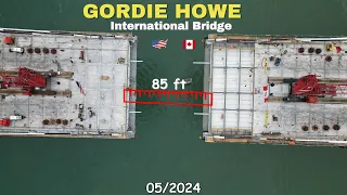 85ft to connects the bridge deck of the Gordie Howe Bridge over the Detroit River #gordiehowebridge