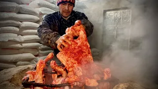 Insane Street Food in Bukhara 🇺🇿 200kg of Lamb BBQ and 160Kg of Pilaf + Lamb Fat Sweet in Uzbekistan