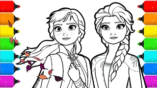 Frozen 2 Elsa and Anna Drawing and Coloring