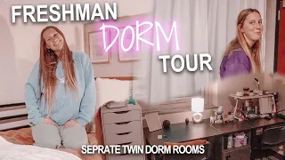 OUR FRESHMAN DORM ROOM TOURS!!! Twins separate dorm rooms*