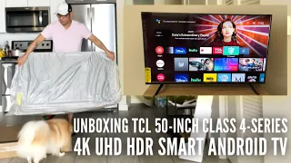 Unboxing TCL 50-inch Class 4-Series 4K UHD HDR Smart Android TV - 50S434, 2021 Model