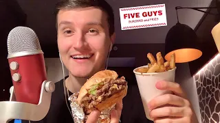 ASMR Five Guys Burgers and Fries Mukbang 🍔🍟 (eating sounds)