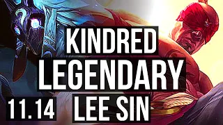 KINDRED vs LEE SIN (JUNGLE) | 9/0/4, 70% winrate, Legendary | KR Master | v11.14