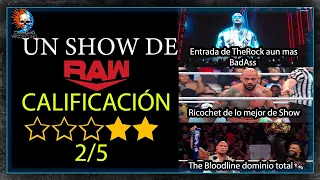 Un show de raw con calificación de ⭐⭐ 2/5  estrellas WWE Raw 1 de abril de 2024