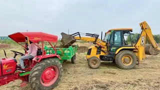 JCB 3dx Eco Loading Mud with Mahindra 275 Eicher 485 Mahindra 295 Tractors